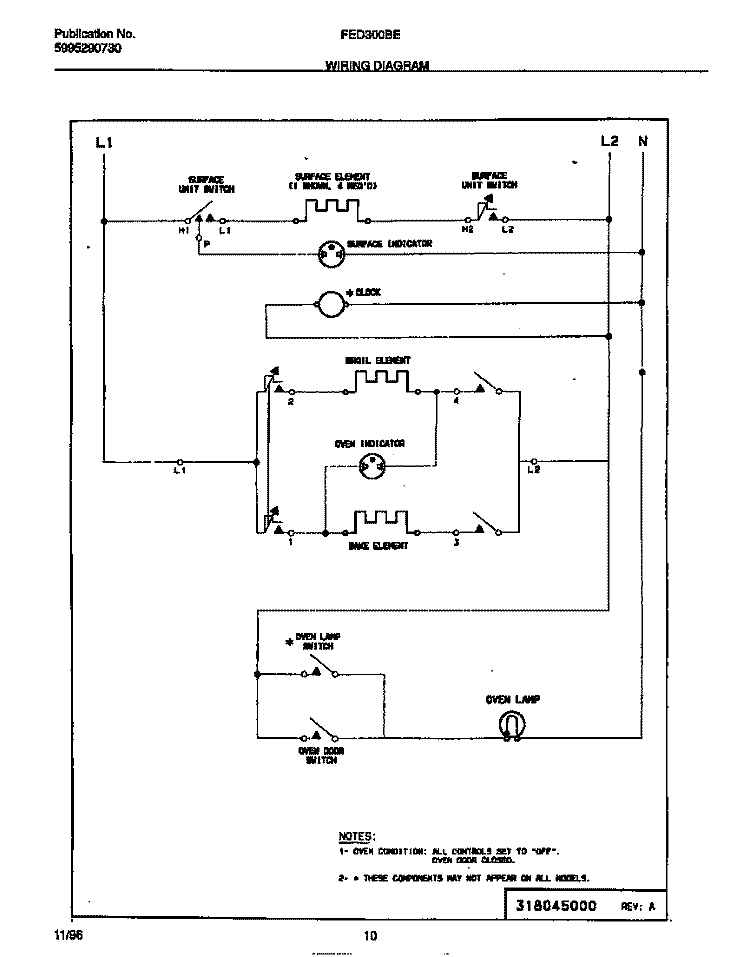 WIRING DIAGRAM Diagram and Parts List for FED300BEBB  Frigidaire Range