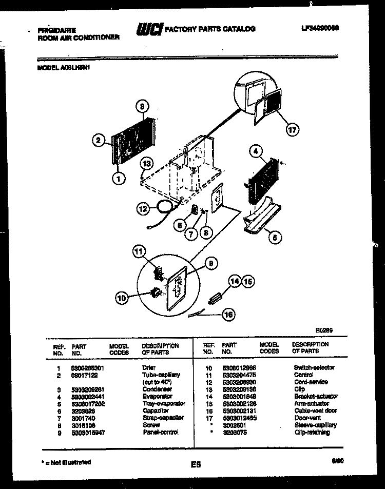 UNIT PARTS Diagram and Parts List for A06LH5N1  Frigidaire Air Conditioner