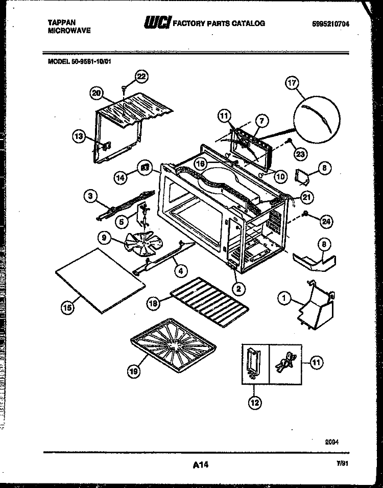 WRAPPER AND BODY PARTS Diagram and Parts List for 56-9581-10-01  Tappan Microwave