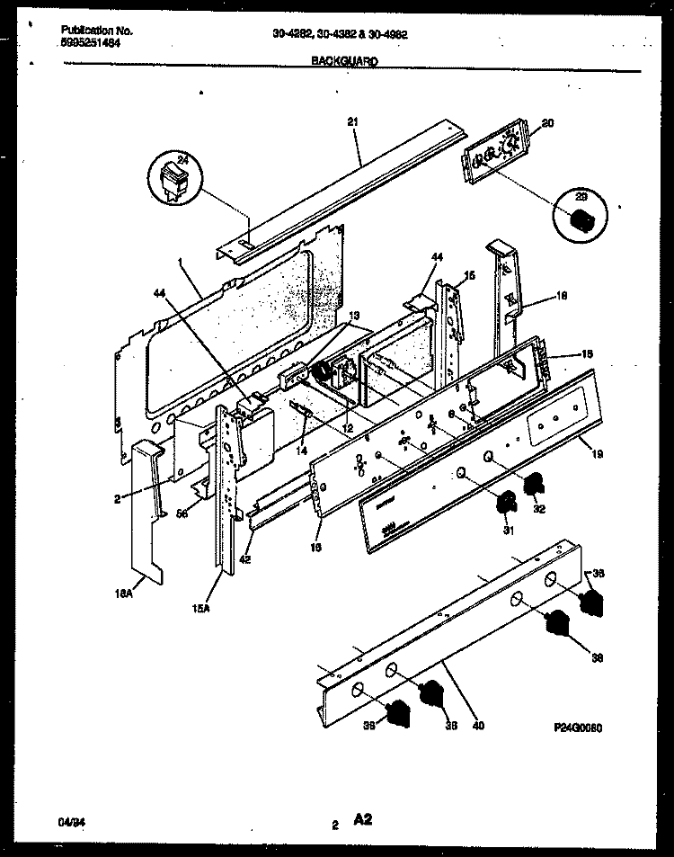 BACKGUARD Diagram and Parts List for 30-4382-23-02  Tappan Range