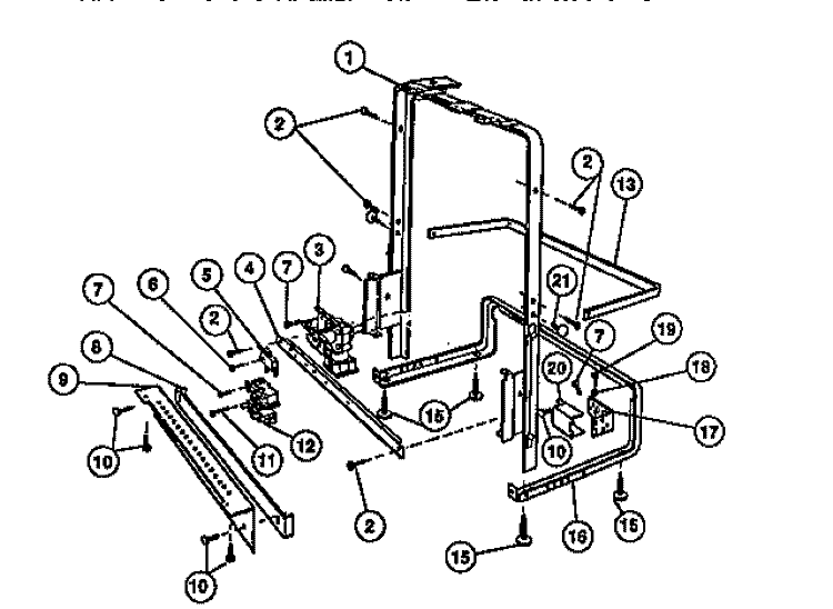 FRAME Diagram and Parts List for DW5900PW1  Frigidaire Dishwasher