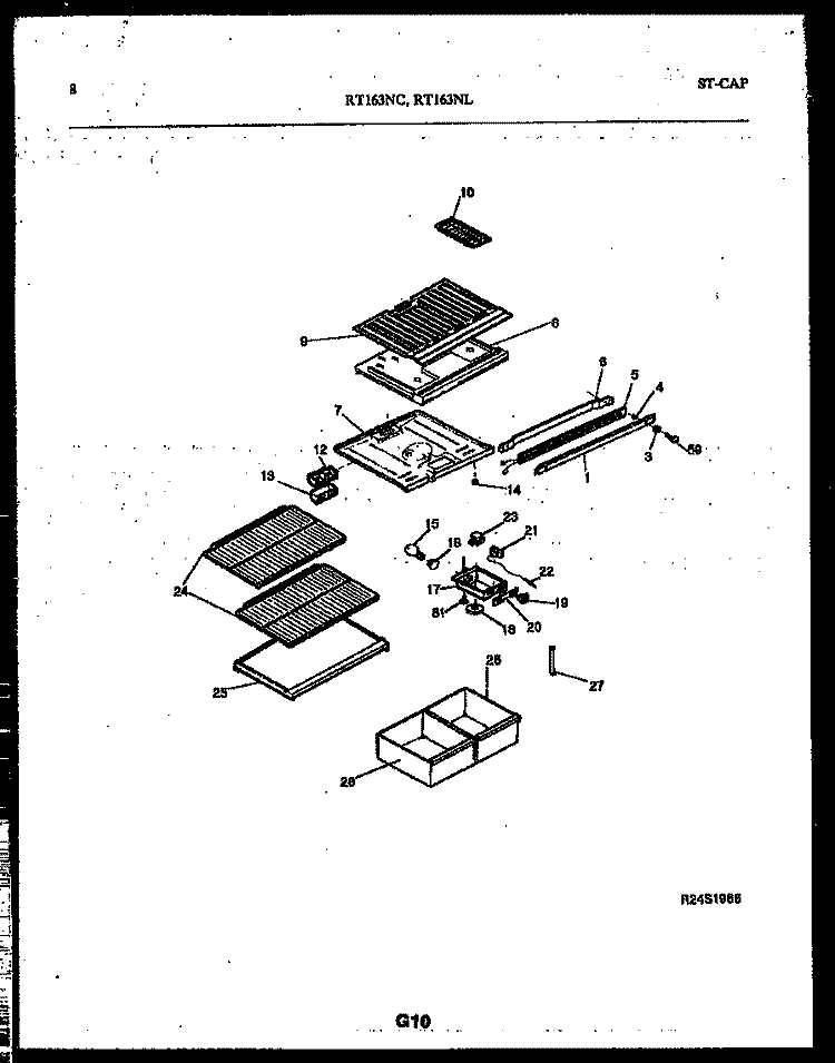 SHELVES AND SUPPORTS Diagram and Parts List for RT163NCWE  Frigidaire Refrigerator