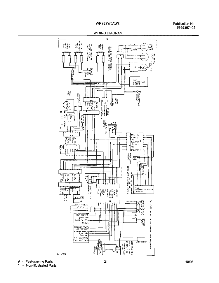 WIRING DIAGRAM Diagram and Parts List for WRS23W0AW8  Westinghouse Refrigerator