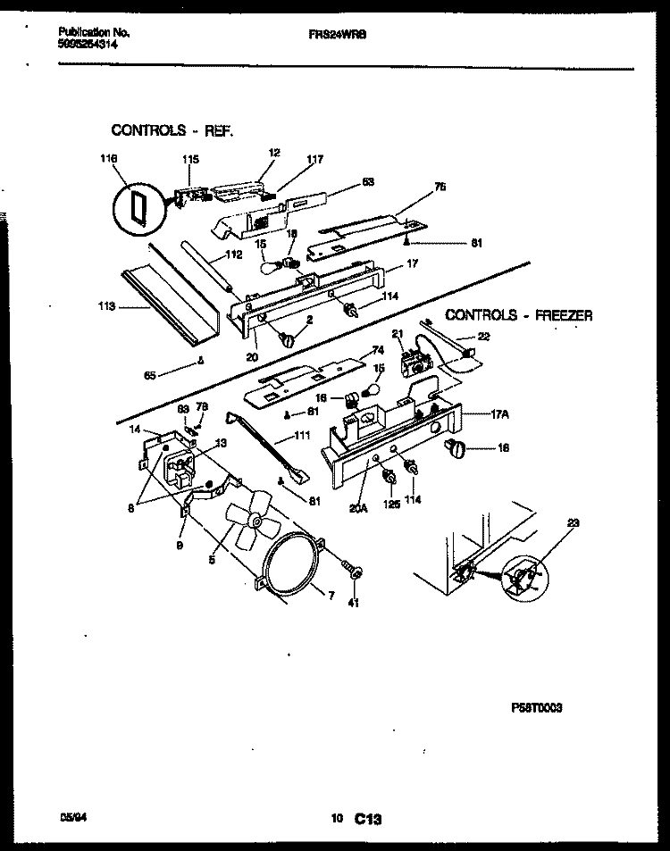 REFRIGERATOR CONTROL ASSEMBLY, DAMP Diagram and Parts List for FRS24WRBW0  Frigidaire Refrigerator
