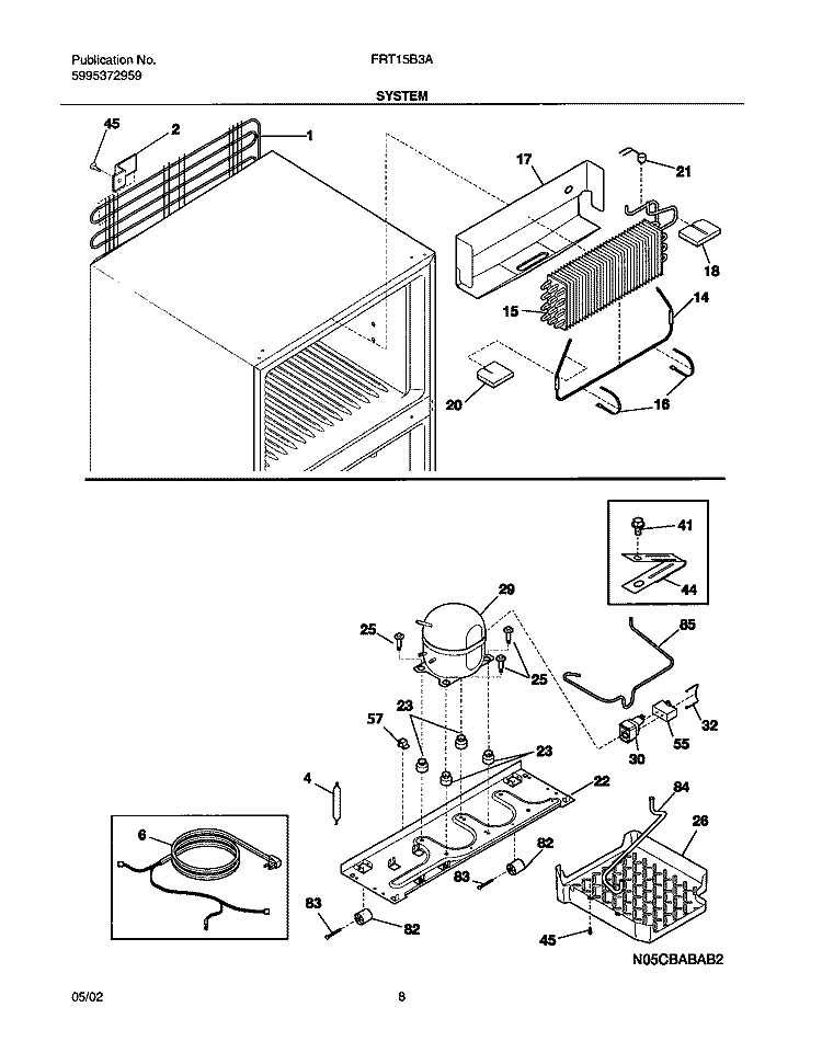 SYSTEM Diagram and Parts List for FRT15B3AQ2  Frigidaire Refrigerator
