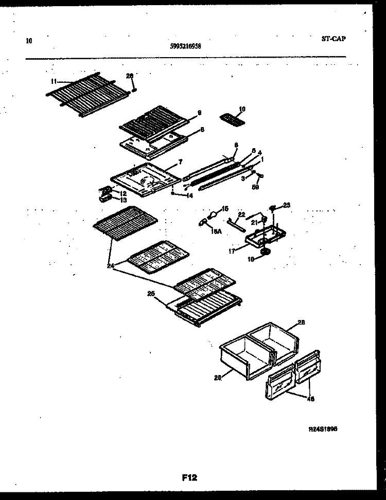 SHELVES AND SUPPORTS Diagram and Parts List for PRT154MCD2  Frigidaire Refrigerator