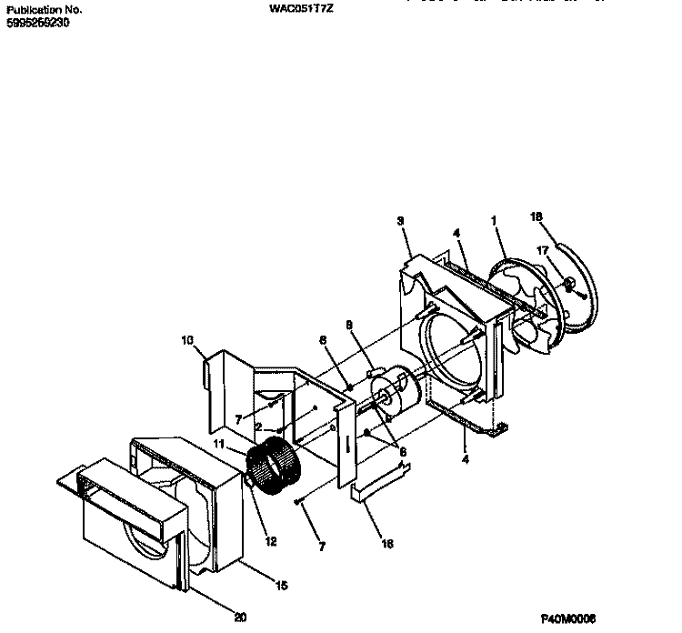 AIR HANDLING Diagram and Parts List for WAC051T7Z5  Frigidaire Air Conditioner