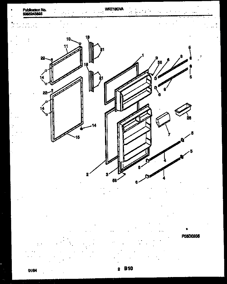 DOOR PARTS Diagram and Parts List for WRT18CVAZ0  Frigidaire Refrigerator