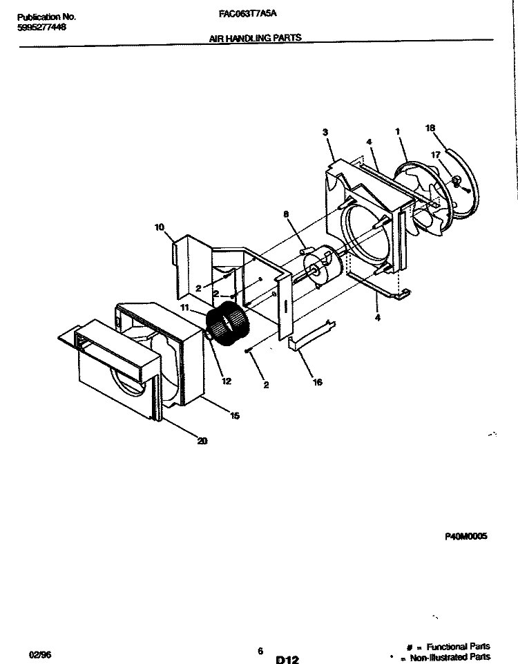 AIR HANDLING PARTS Diagram and Parts List for FAC063T7A5A  Frigidaire Air Conditioner