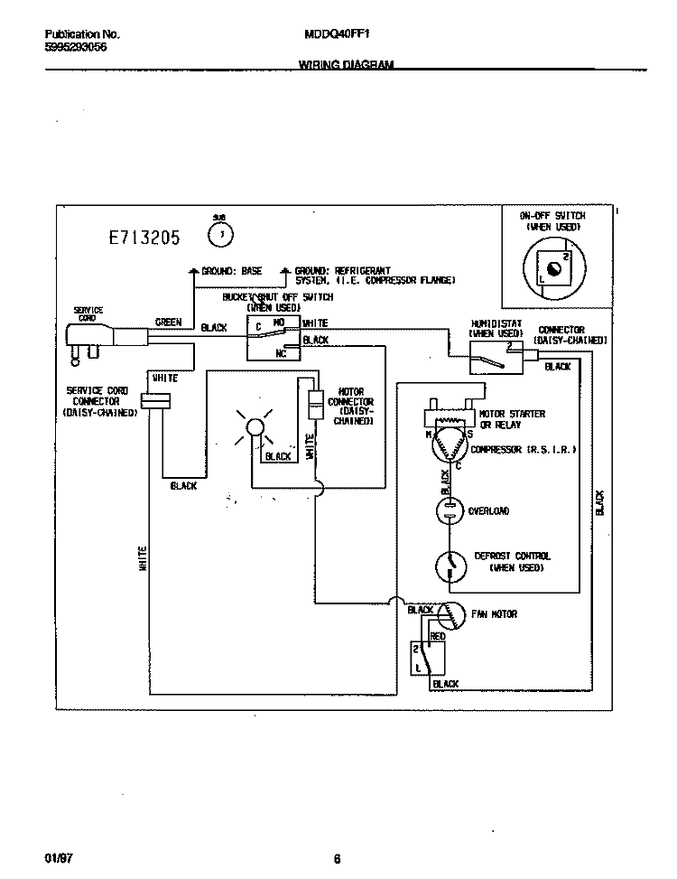 WIRING DIAGRAM Diagram and Parts List for MDDQ40FF1  Frigidaire Dehumidifier