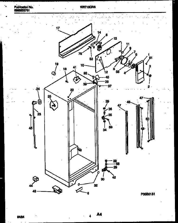 CABINET PARTS Diagram and Parts List for WRT18QRBW0  Frigidaire Refrigerator