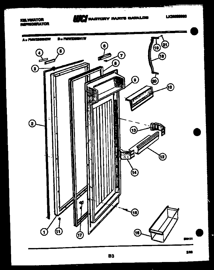 REFRIGERATOR DOOR PARTS Diagram and Parts List for FMW220EN1D  Kelvinator Refrigerator