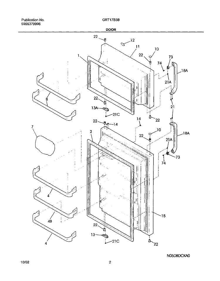 DOORS Diagram and Parts List for GRT17B3BW1  Gibson Refrigerator
