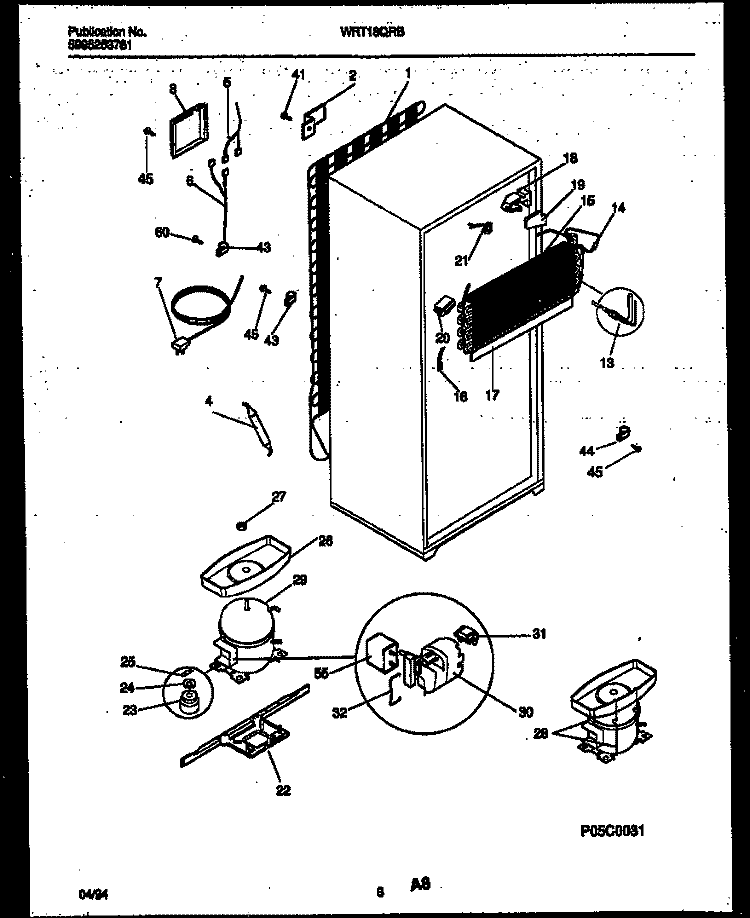SYSTEM AND AUTOMATIC DEFROST PARTS Diagram and Parts List for WRT18QRBW0  Frigidaire Refrigerator