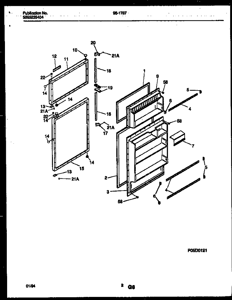 DOOR PARTS Diagram and Parts List for 95-1787-66-03  Tappan Refrigerator