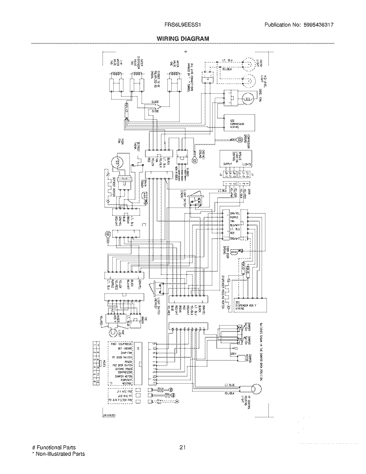 WIRING DIAGRAM Diagram and Parts List for FRS6L9EESS1  Frigidaire Refrigerator