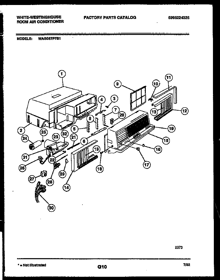 CABINET PARTS Diagram and Parts List for WAB067P7B1  Frigidaire Air Conditioner