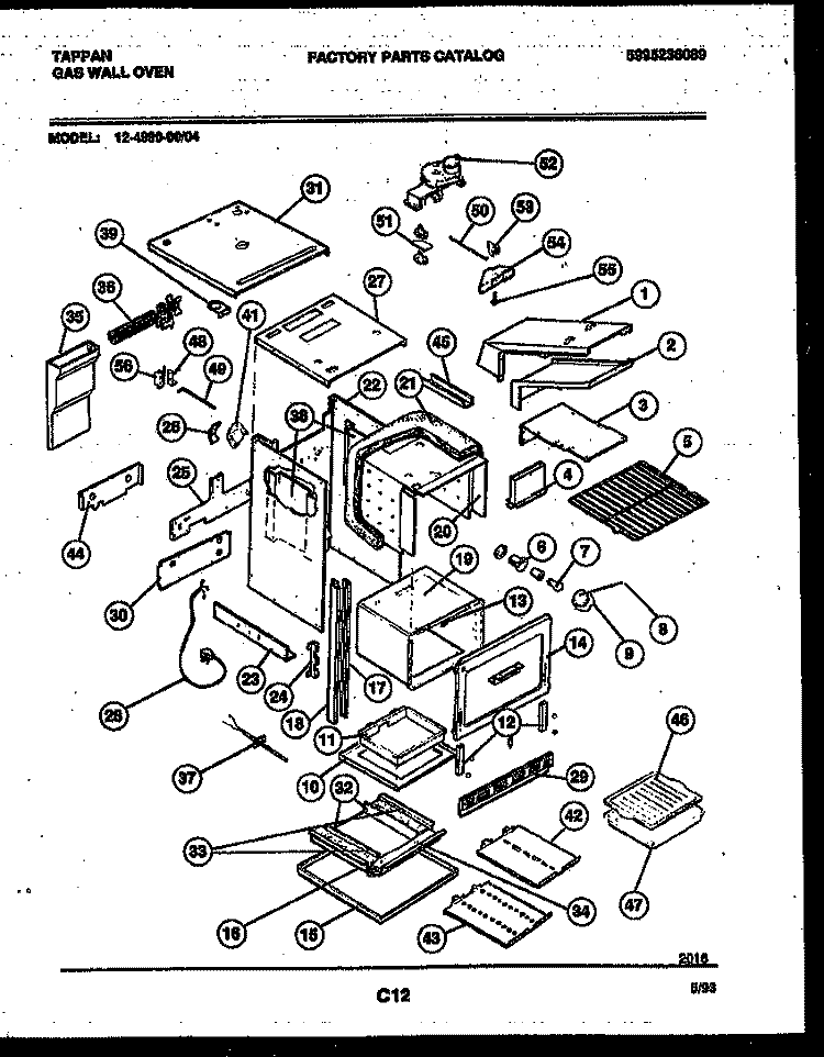 BODY PARTS Diagram and Parts List for 12-4990-00-04  Tappan Wall Oven