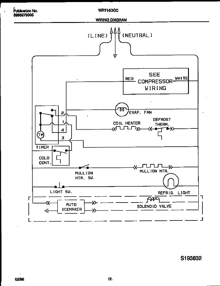 WIRING DIAGRAM Diagram and Parts List for WRT16DGCD2  Frigidaire Refrigerator