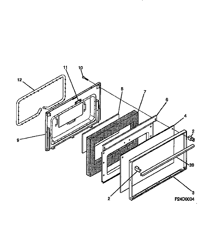 DOOR Diagram and Parts List for MGF345CBSA  Frigidaire Range