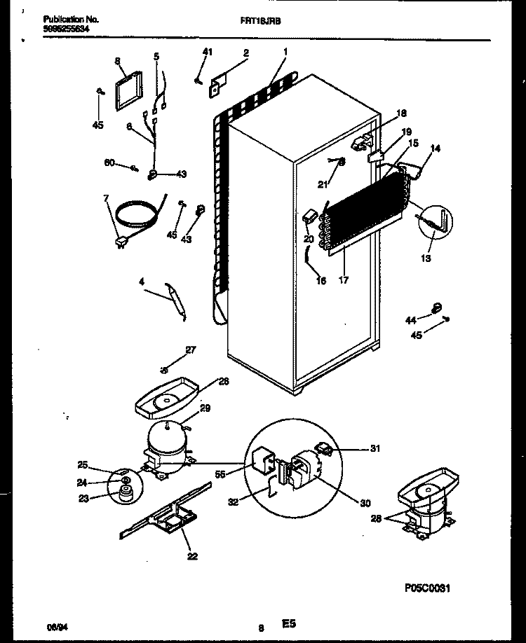 SYSTEM AND AUTOMATIC DEFROST PARTS Diagram and Parts List for FRT18JRBD0  Frigidaire Refrigerator