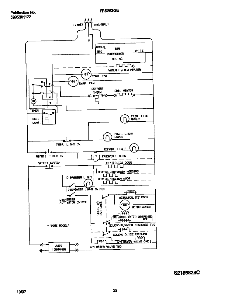 WIRING DIAGRAM Diagram and Parts List for FRS26ZGEB4  Frigidaire Refrigerator