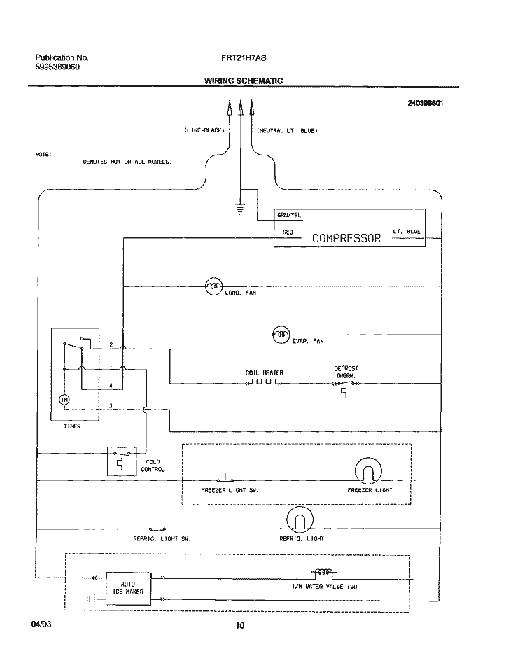 WIRING SCHEMATIC Diagram and Parts List for FRT21H7ASK2  Frigidaire Refrigerator