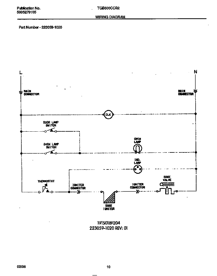 WIRING DIAGRAM Diagram and Parts List for TGB500CCB2  Tappan Wall Oven