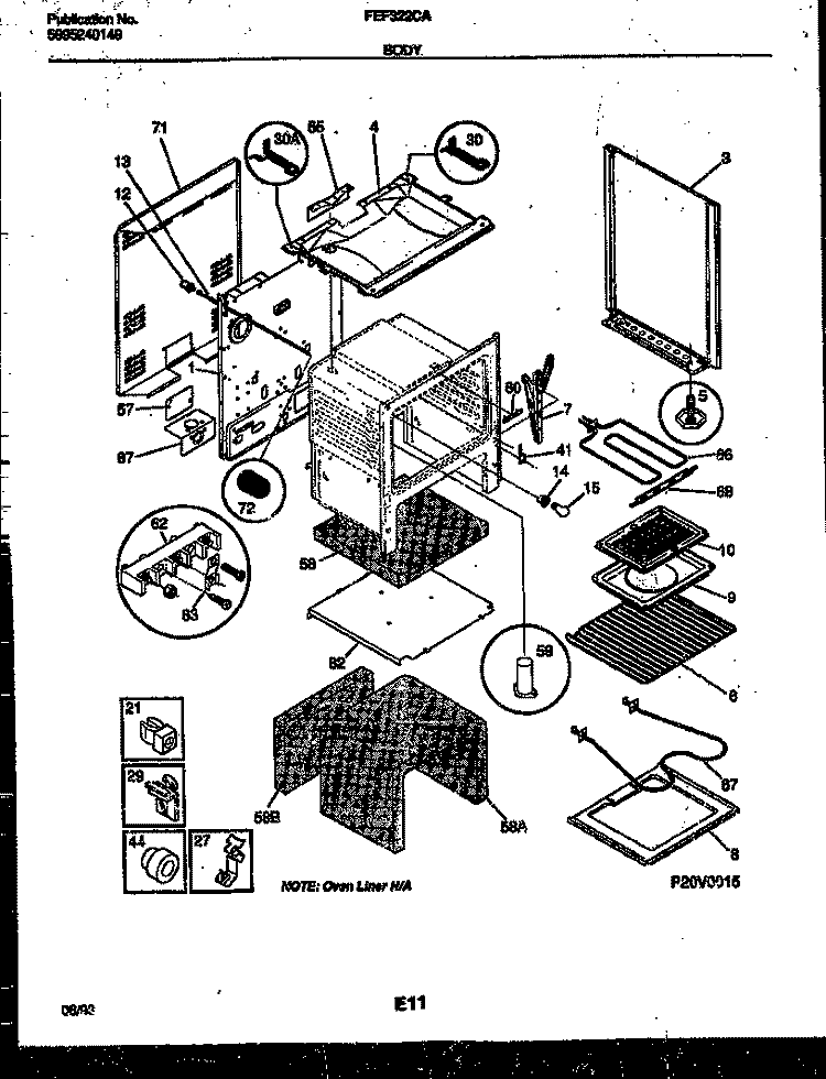 BODY PARTS Diagram and Parts List for FEF322CASA  Frigidaire Range