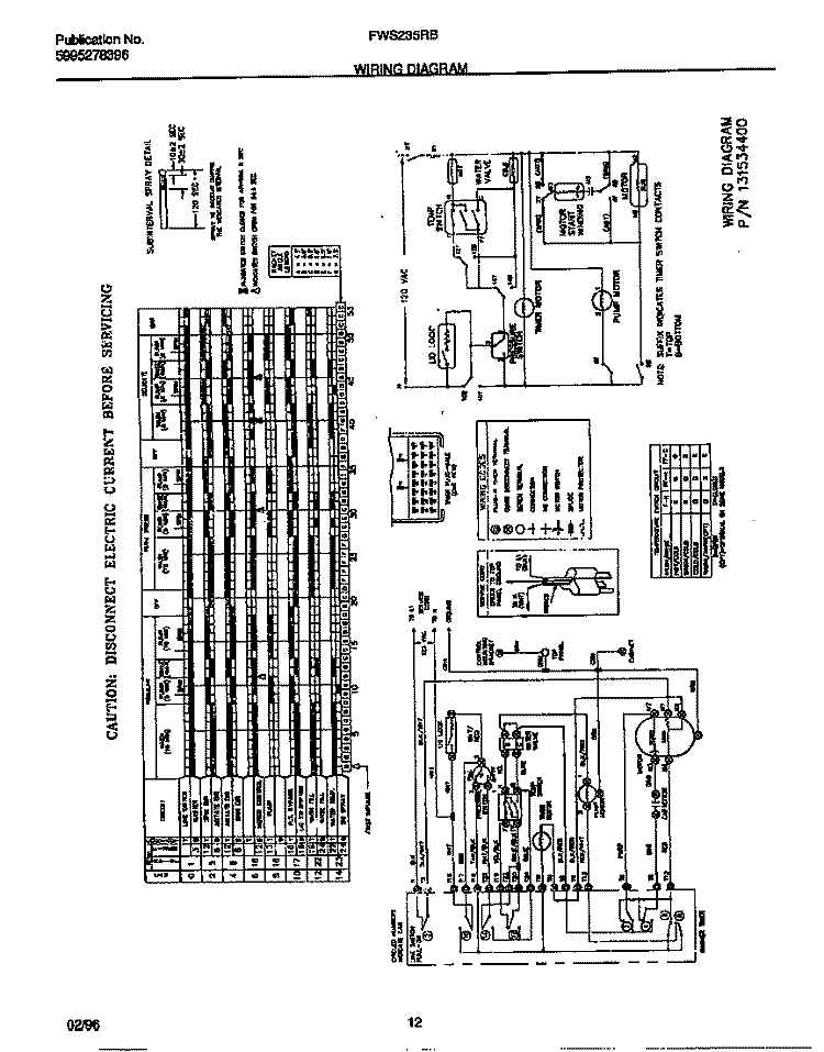 WIRING DIAGRAM Diagram and Parts List for FWS235RBS2  Frigidaire Washer