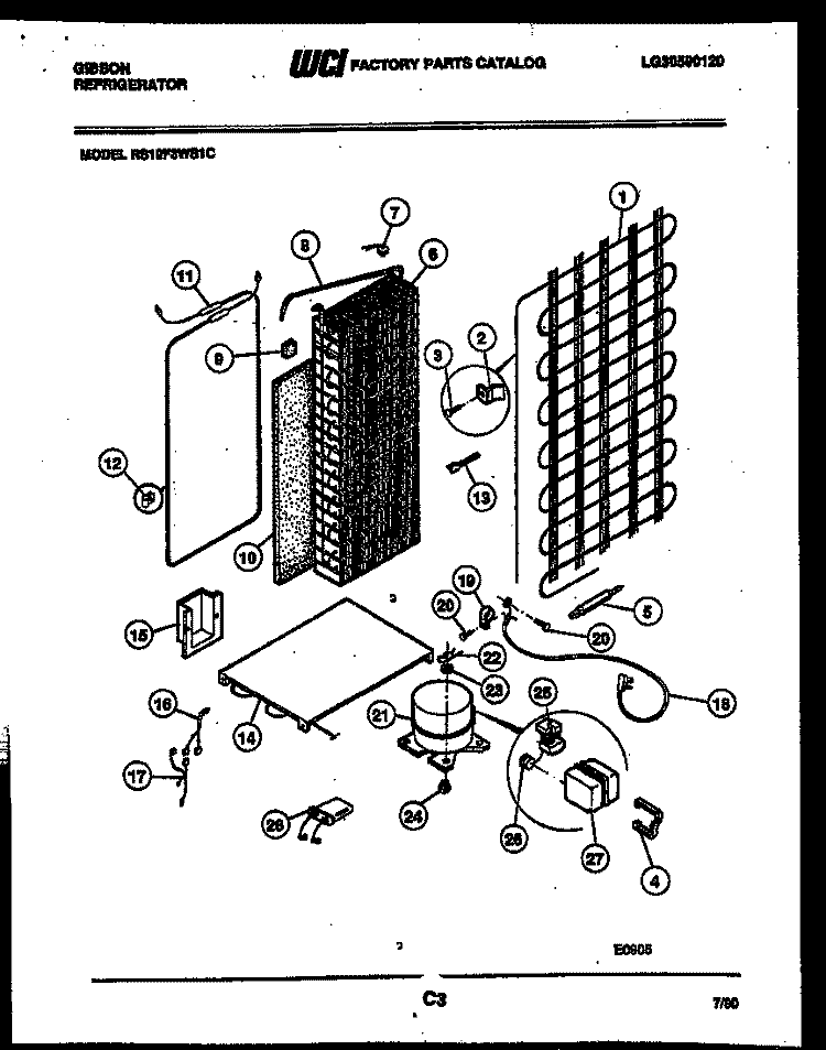 SYSTEM AND ELECTRICAL PARTS Diagram and Parts List for RS19F3WS1C  Gibson Refrigerator