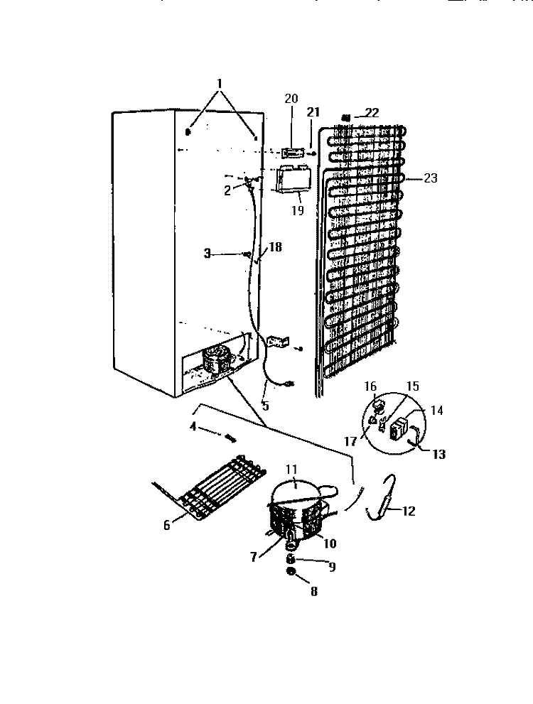 COOLING SYSTEM Diagram and Parts List for RS192GCH3  Frigidaire Refrigerator