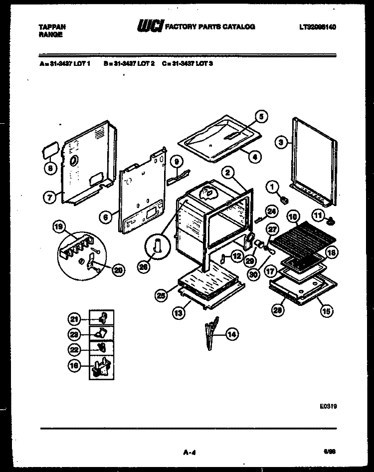 BODY PARTS Diagram and Parts List for 31-3437-66-03  Tappan Range