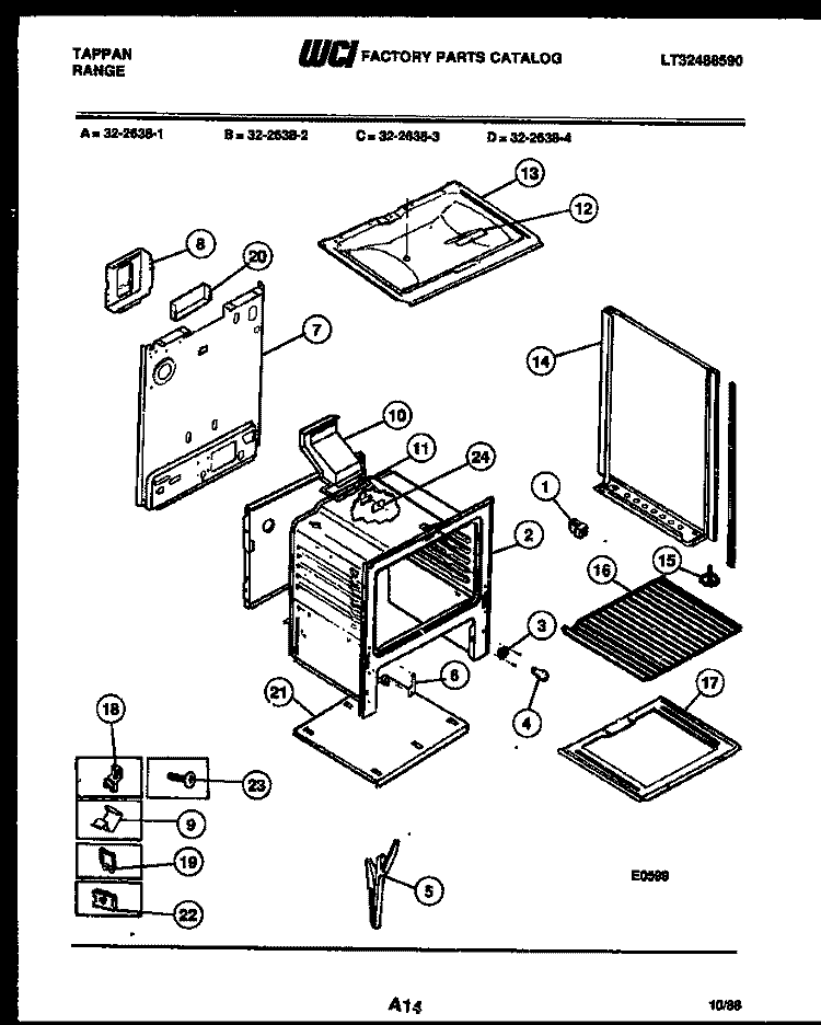 BODY PARTS Diagram and Parts List for 32-2638-00-01  Tappan Range