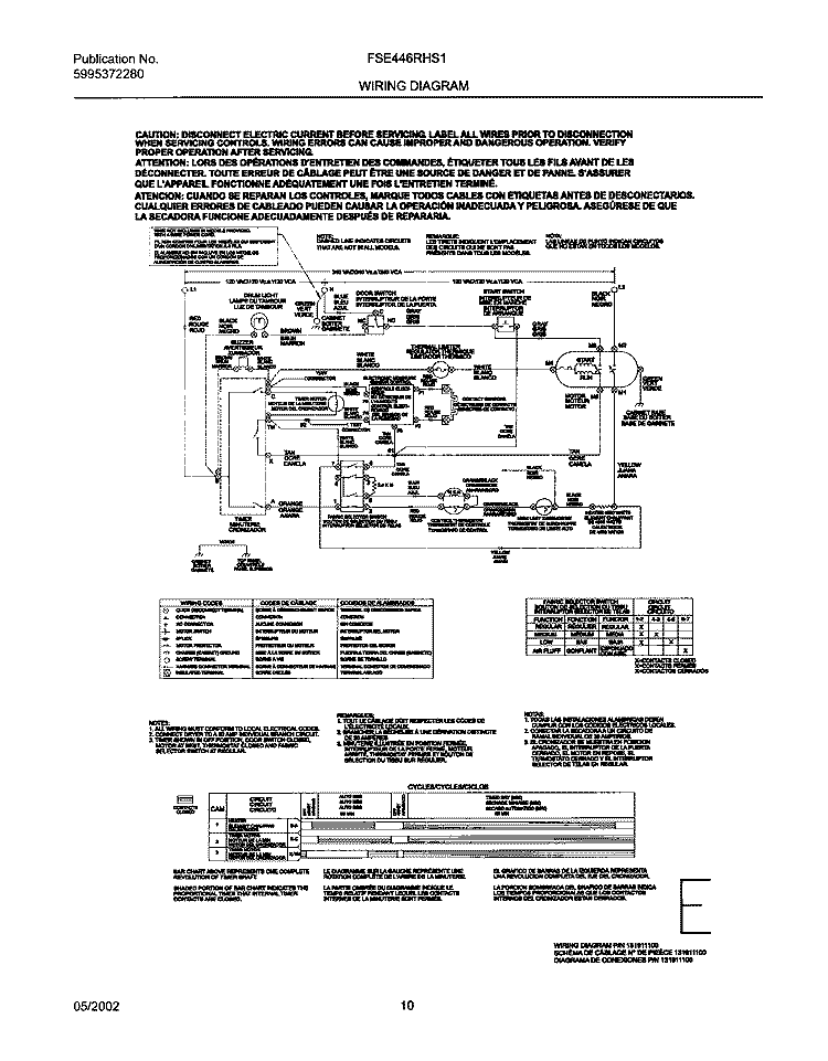 131911100 WIRING DIAGRAM Diagram and Parts List for FSE446RHS1  Frigidaire Dryer