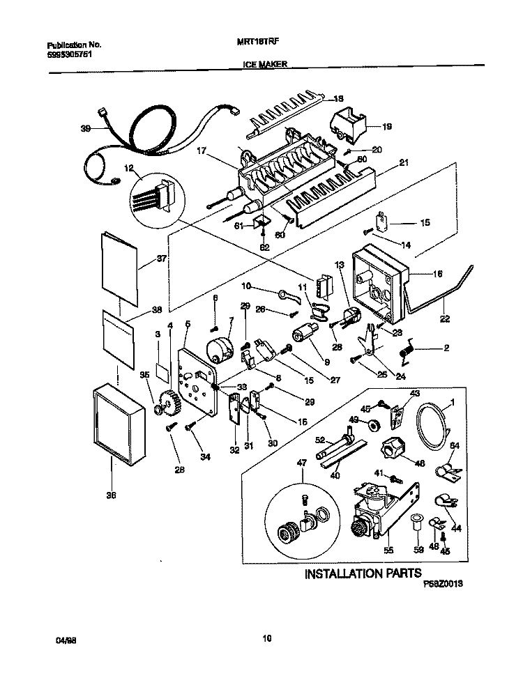 ICEMAKER Diagram and Parts List for MRT18TRFD1  Frigidaire Refrigerator