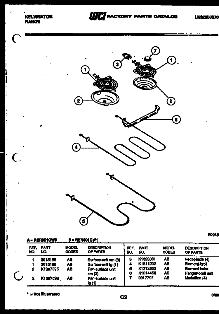 BROILER PARTS Diagram and Parts List for RER301CW0  Kelvinator Range