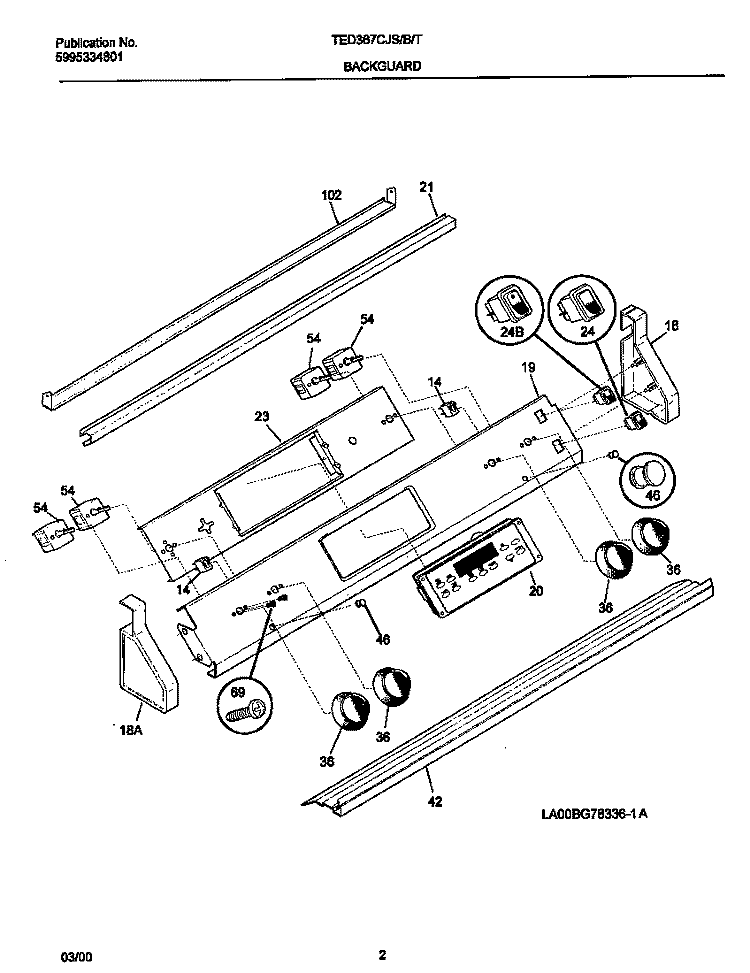 CONTROL PANEL Diagram and Parts List for TED367CJS1  Tappan Wall Oven