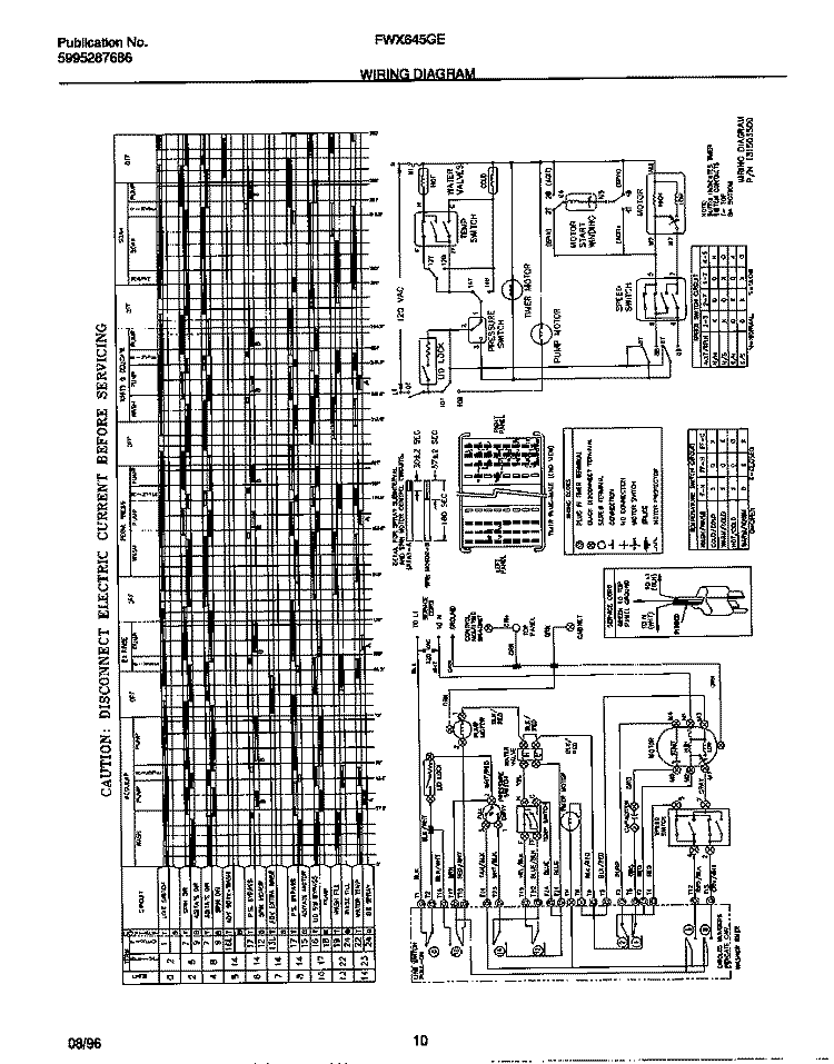 WIRING DIAGRAM Diagram and Parts List for FWX645GES0  Frigidaire Washer