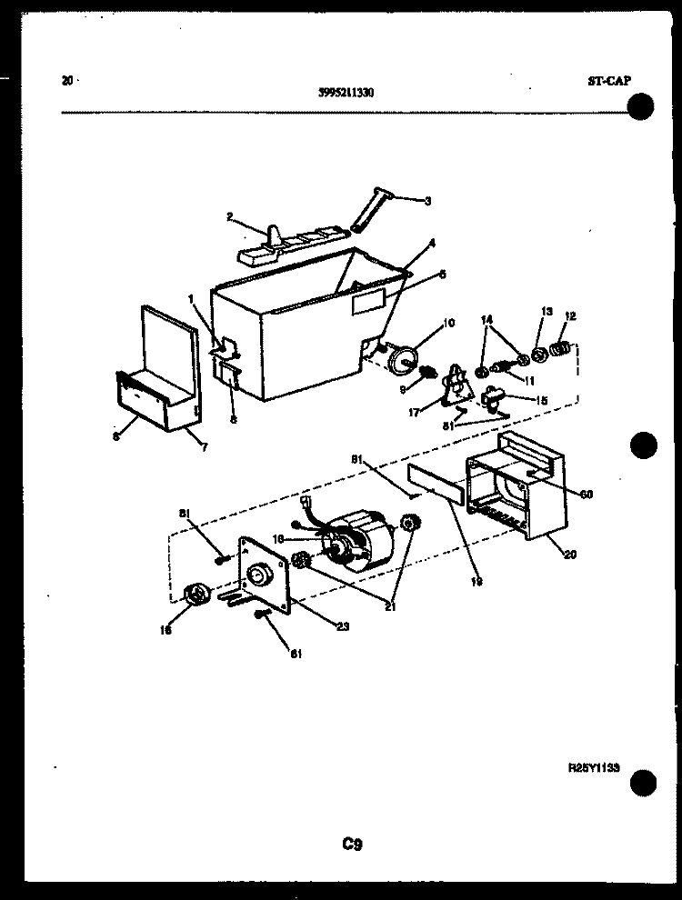 ICE DISPENSER Diagram and Parts List for FGW240JN0W  Kelvinator Refrigerator