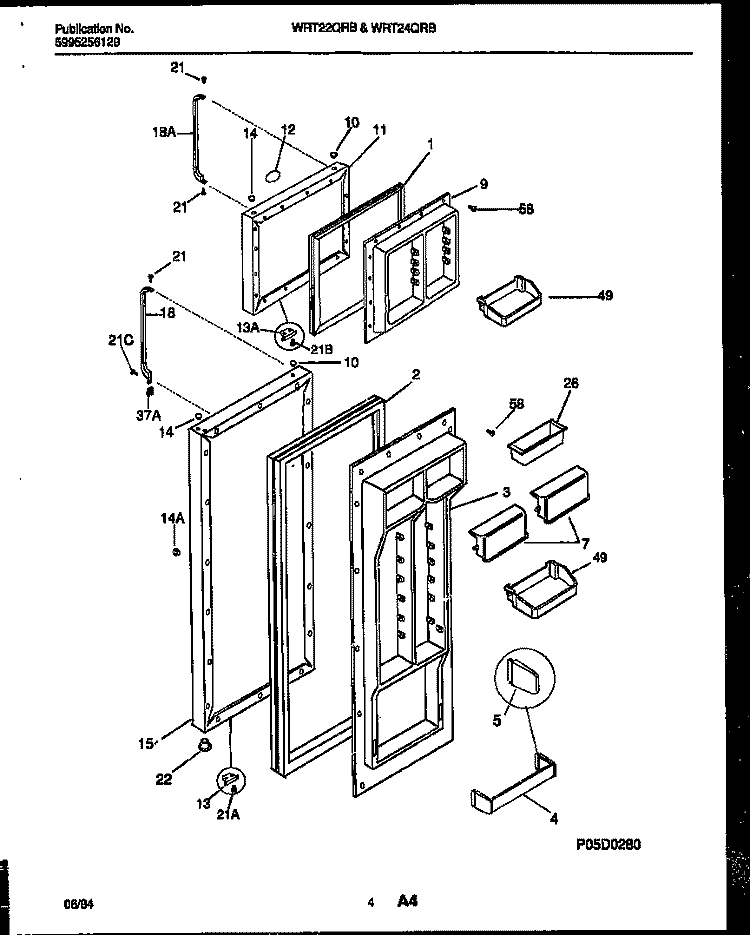 DOOR PARTS Diagram and Parts List for WRT22QRBW0  Frigidaire Refrigerator
