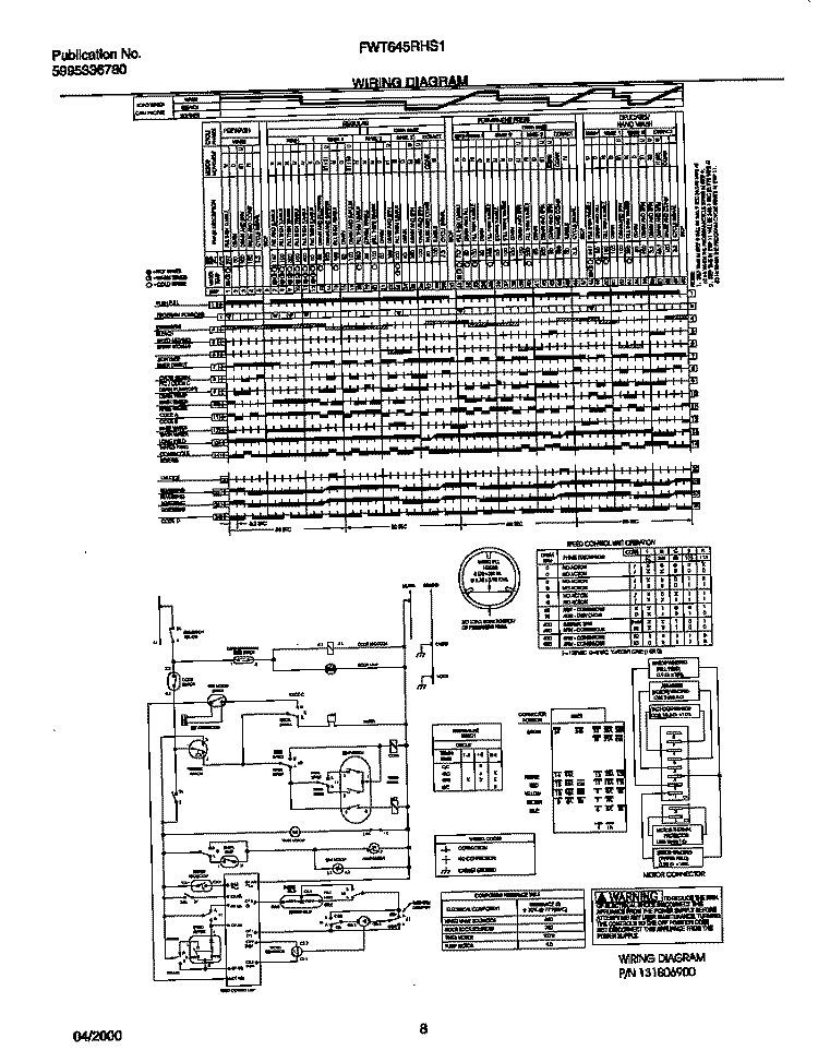 131806900 WIRING DIAGRAM Diagram and Parts List for FWT645RHS1  Frigidaire Washer