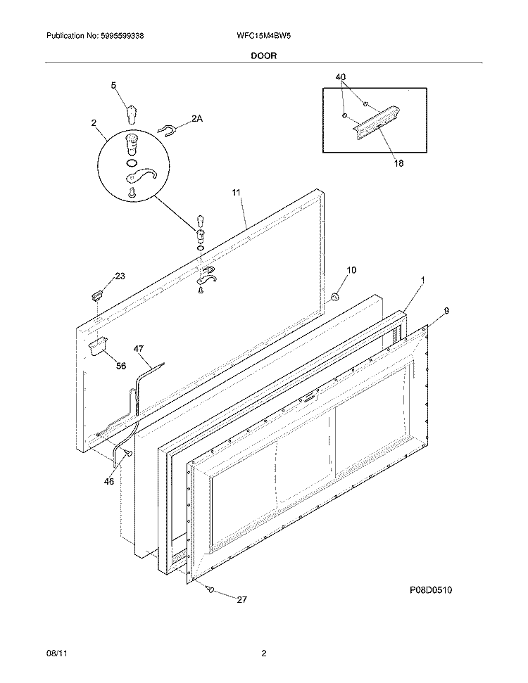 DOOR Diagram and Parts List for WFC15M4BW5  Crosley Freezer
