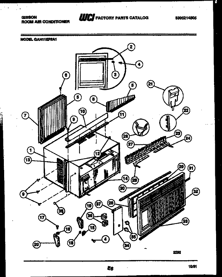CABINET PARTS Diagram and Parts List for GAH11EP2A1  Gibson Air Conditioner