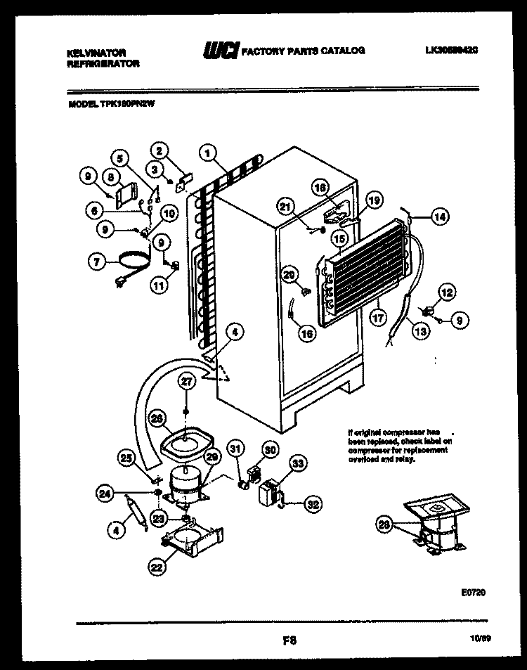 SYSTEM AND AIR HANDLING PARTS Diagram and Parts List for TPK180PN2D  Kelvinator Refrigerator