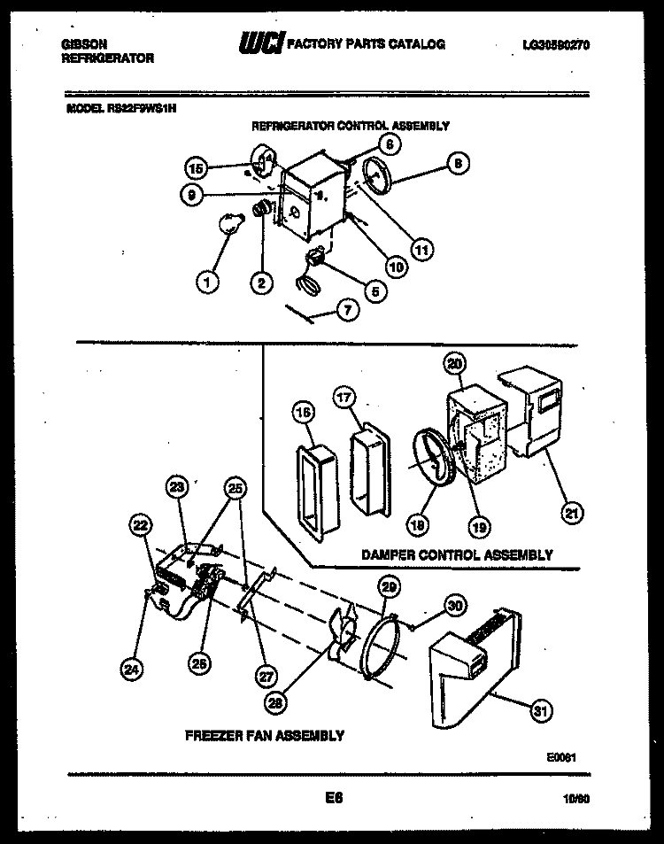 REFRIGERATOR CONTROL ASSEMBLY, DAMP Diagram and Parts List for RS22F9WS1H  Gibson Refrigerator