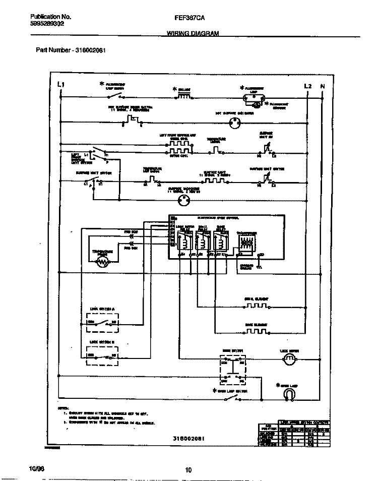 WIRING DIAGRAM Diagram and Parts List for FEF367CATG  Frigidaire Range