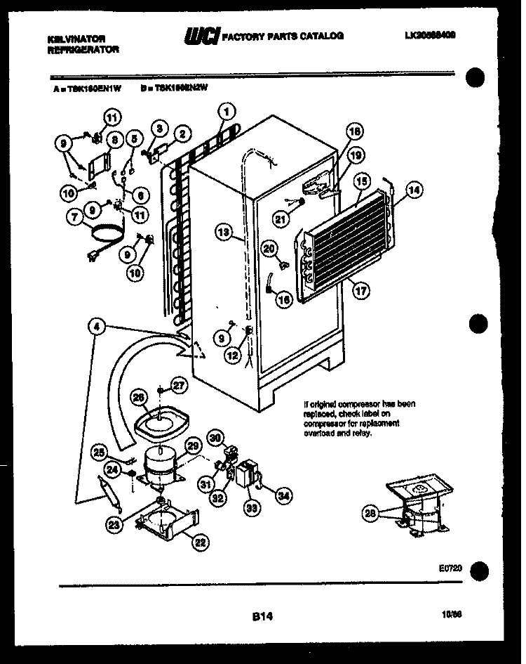 SYSTEM AND AUTOMATIC DEFROST PARTS Diagram and Parts List for TSK160EN1D  Kelvinator Refrigerator