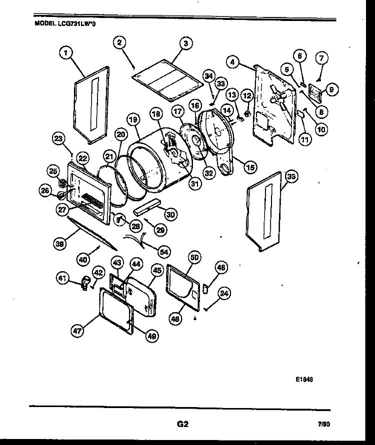 CABINET AND COMPONENT PARTS Diagram and Parts List for LCG731LL0  Frigidaire Washer Dryer Combo