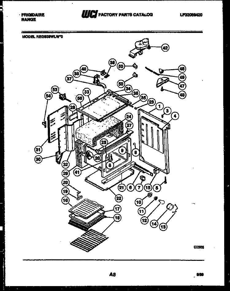BODY PARTS Diagram and Parts List for REGS39WLW0  Frigidaire Range